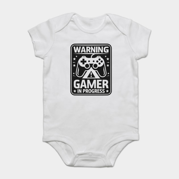 Warning Gamer in Progress Baby Bodysuit by Frank Ring